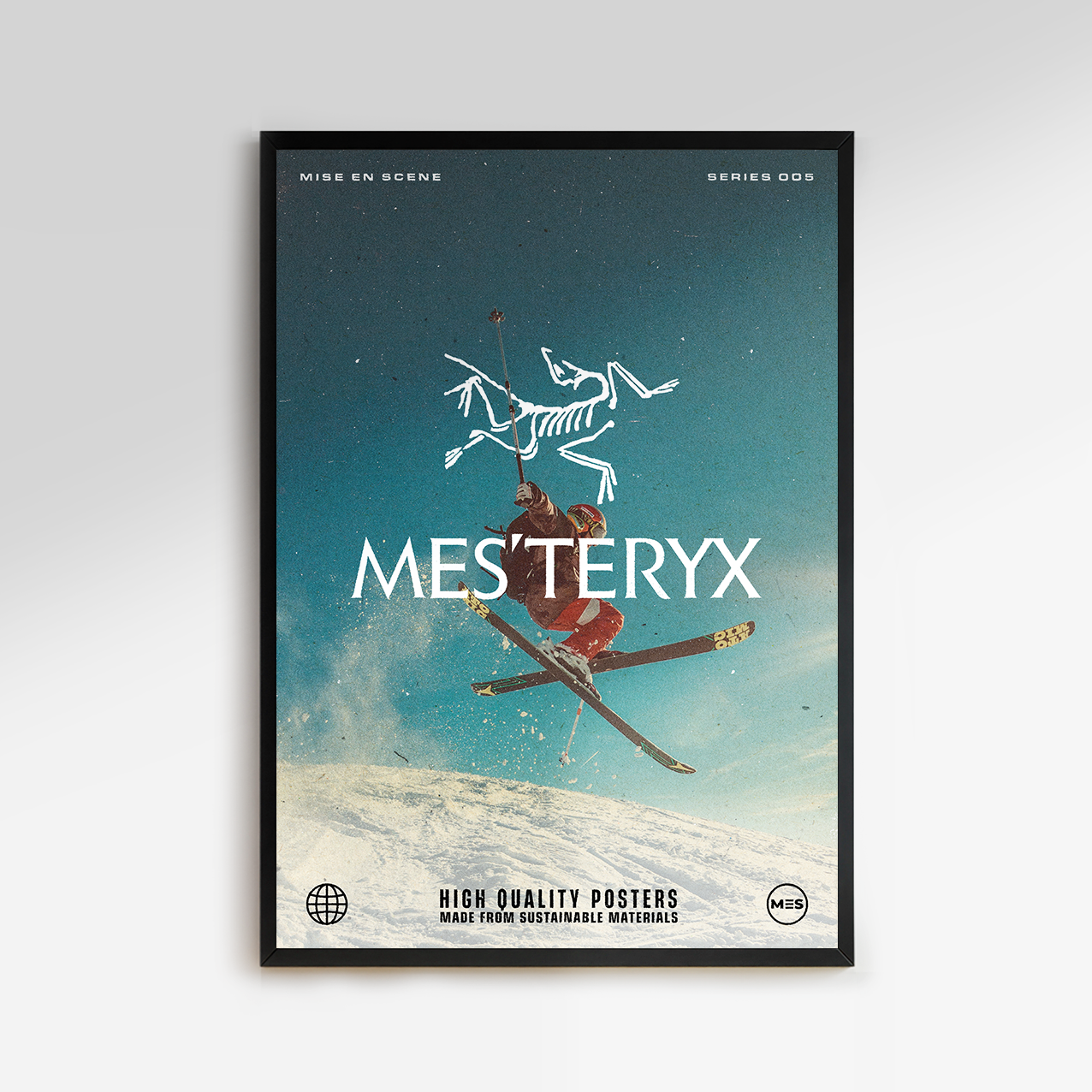 Premium & Sustainable Arc'teryx Poster Print. Hand crafted in the UK from the highest quality paper, created with sustainable FSC paper. Texturised inks, brings the poster to life. Available to purchase with a Polcore Recycled Plastic Frame with Perspex screening to let your print do the talking.