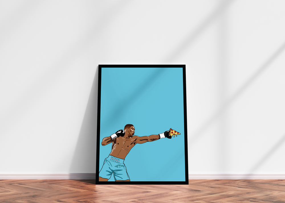 Premium & Sustainable Anthony Joshua Poster Print. Hand crafted in the UK from the highest quality paper, created with sustainable FSC paper. Texturised inks, brings the poster to life. Available to purchase with a Polcore Recycled Plastic Frame with Perspex screening to let your print do the talking. Global Shipping available.