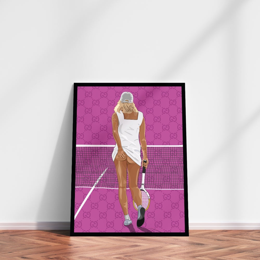 Premium & Sustainable Gucci Bum Tennis Poster Print. Hand crafted in the UK from the highest quality paper, created with sustainable FSC paper. Texturised inks, brings the poster to life. Available to purchase with a Polcore Recycled Plastic Frame with Perspex screening to let your print do the talking. Global Shipping available.