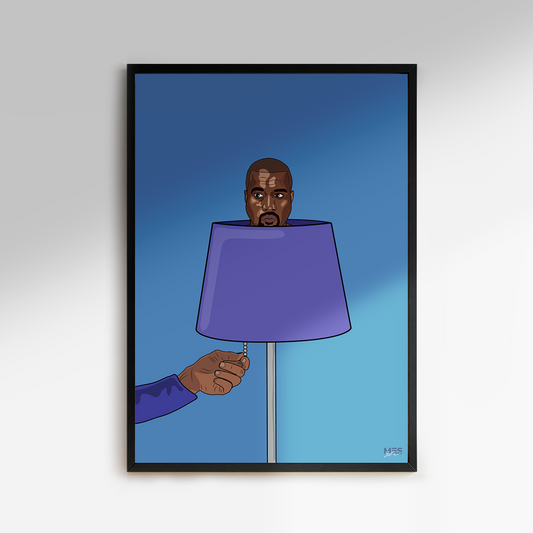 Premium & Sustainable Kanye West Poster Print. Hand crafted in the UK from the highest quality paper, created with sustainable FSC paper. Texturised inks, brings the poster to life. Available to purchase with a Polcore Recycled Plastic Frame with Perspex screening to let your print do the talking. Global Shipping available.