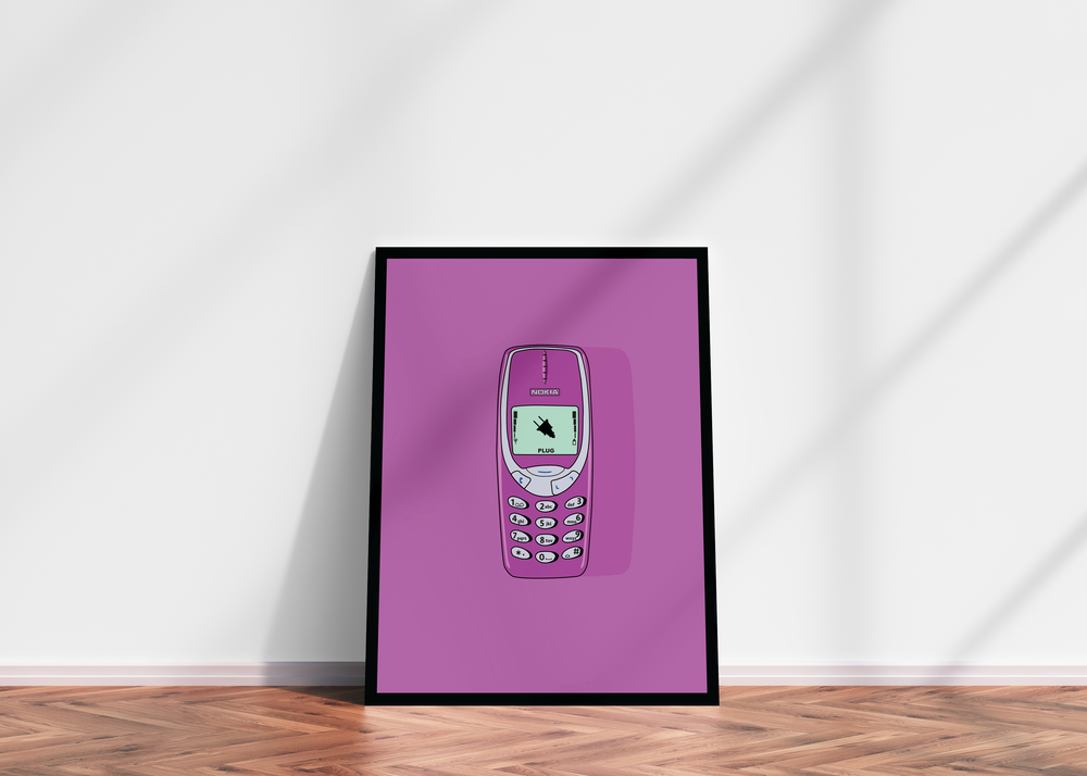 Premium Poster Nokia Burner phone print. Made from FSC Paper and texturised inks. Available to purchase with a recycled plastic frame. Global shipping