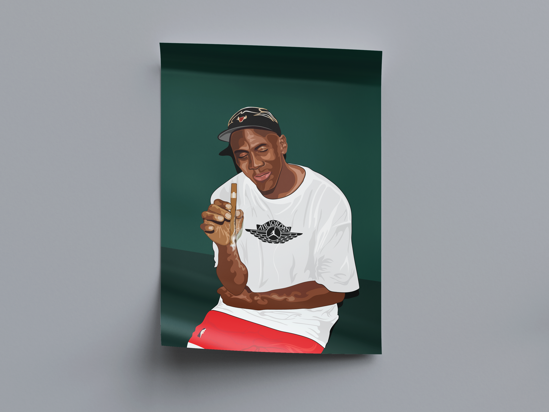 Premium & Sustainable Michael Jordan Poster Print. Hand crafted in the UK from the highest quality paper, created with sustainable FSC paper. Texturised inks, brings the poster to life. Available to purchase with a Polcore Recycled Plastic Frame with Perspex screening to let your print do the talking. 