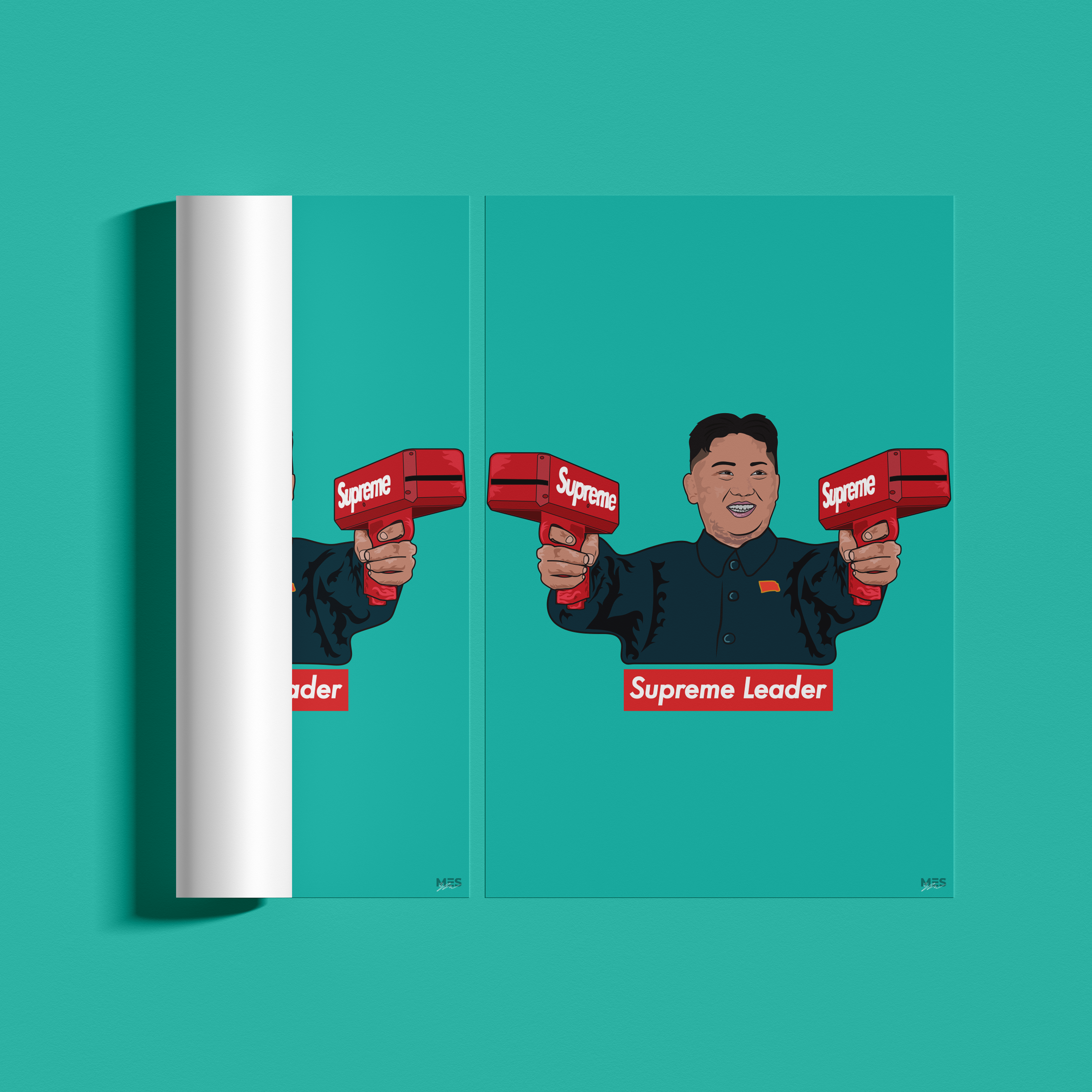 Premium & Sustainable Supreme Leader Poster Print. Hand crafted in the UK from the highest quality paper, created with sustainable FSC paper. Texturised inks, brings the poster to life. Available to purchase with a Polcore Recycled Plastic Frame with Perspex screening to let your print do the talking. Global shipping.